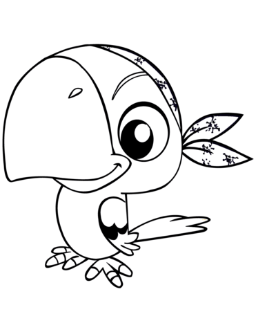 Cute Pirate Parrot Coloring Page